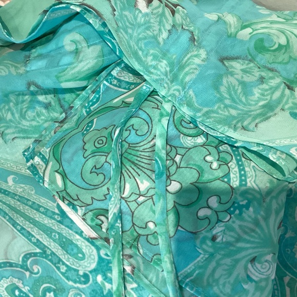 BOSTON PROPER SCROLLING PAISLEY PONCHO COVER UP BLOUSE SZ XXS NWT - Picture 7 of 7